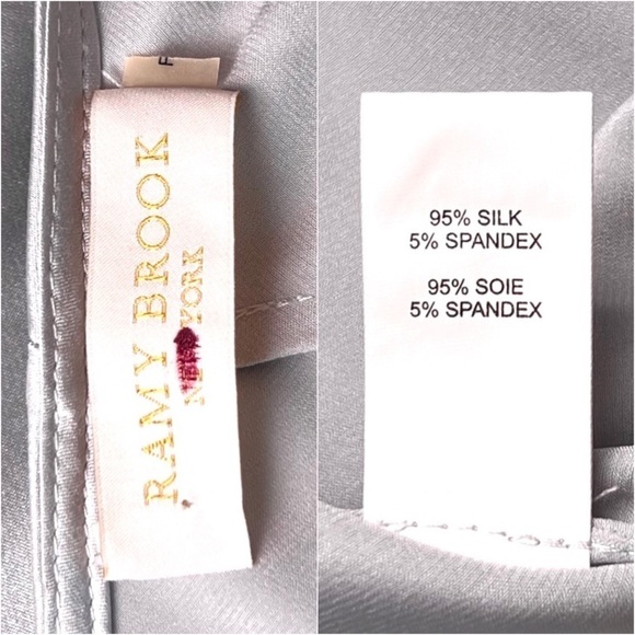 RAMY BROOK Lavender Silk Satin V-Neck Sleeveless Draped Ruched Tie Front Top XS - Picture 5 of 5